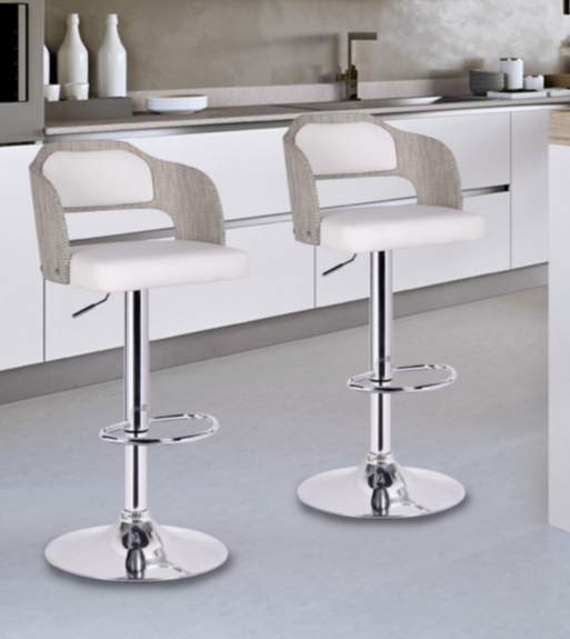 White Adjustable Bar Stool