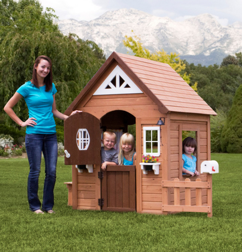 Backyard Discovery Brown Playhouse for a Kid class=