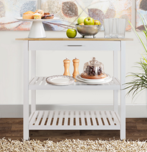 Casual White Kitchen Cart