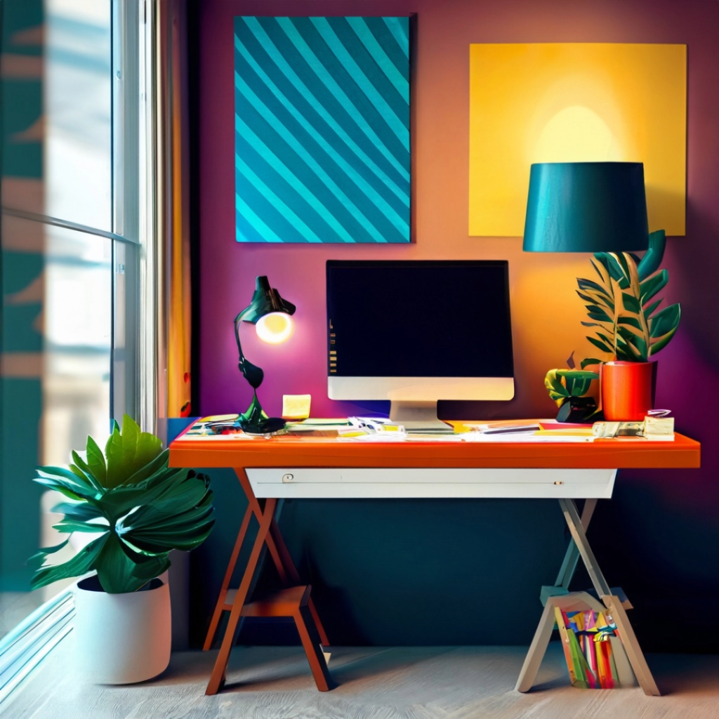 yellow vibrant home office