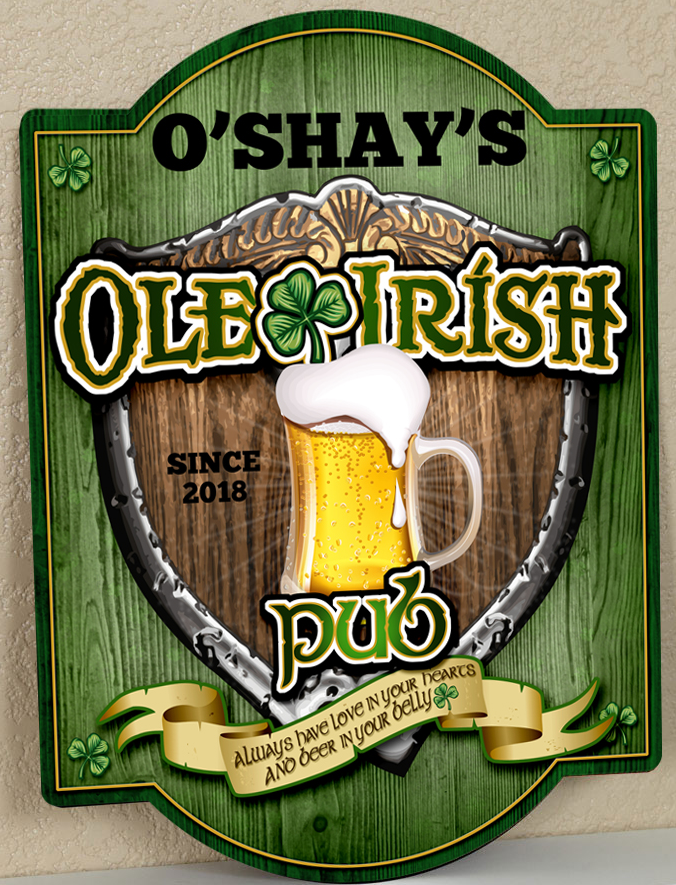 Green Pub Sign With Beer