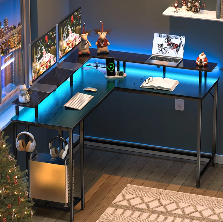 futuristic, led illuminated desk