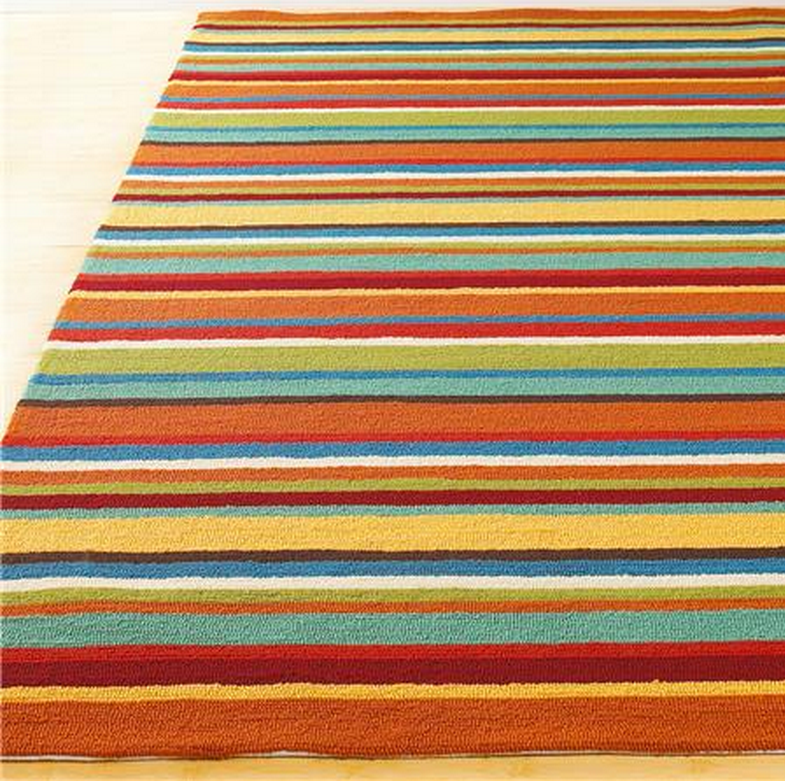 Modern Orange Striped Rug