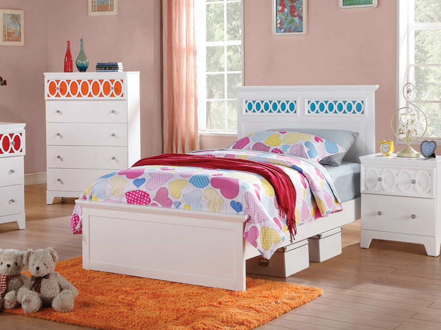Cute White and Blue Bed For Girls