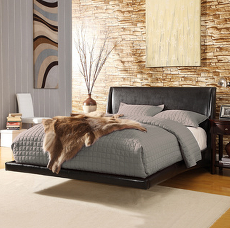 Modern Black Leather King Size Bed
